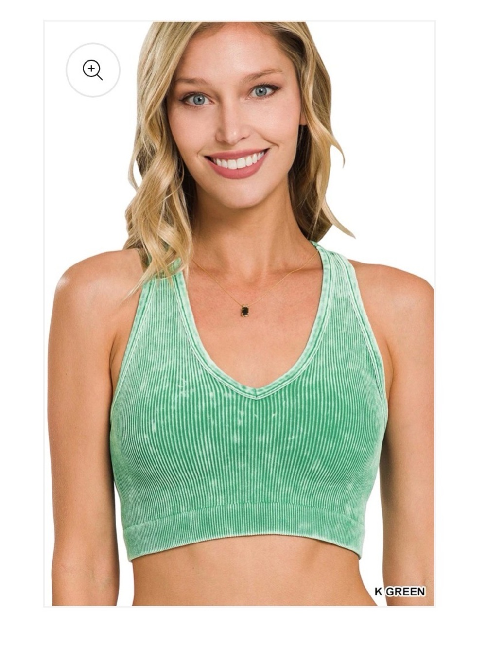 NWT Zenana Ribbed V-Neck Seamless Crop Tank